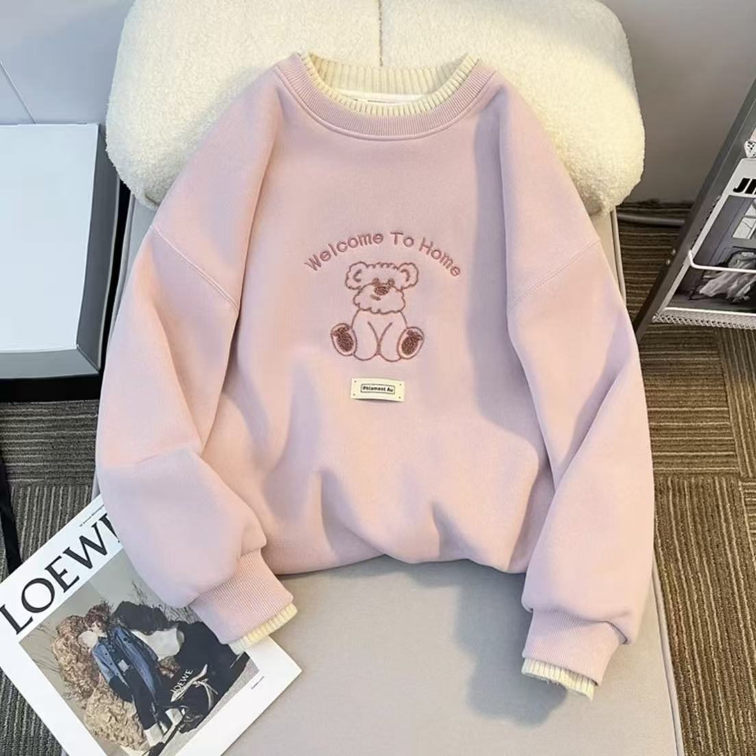 【加绒加厚】女童卫衣冬装2025新款假两件拼接衣服卡通女大童上衣