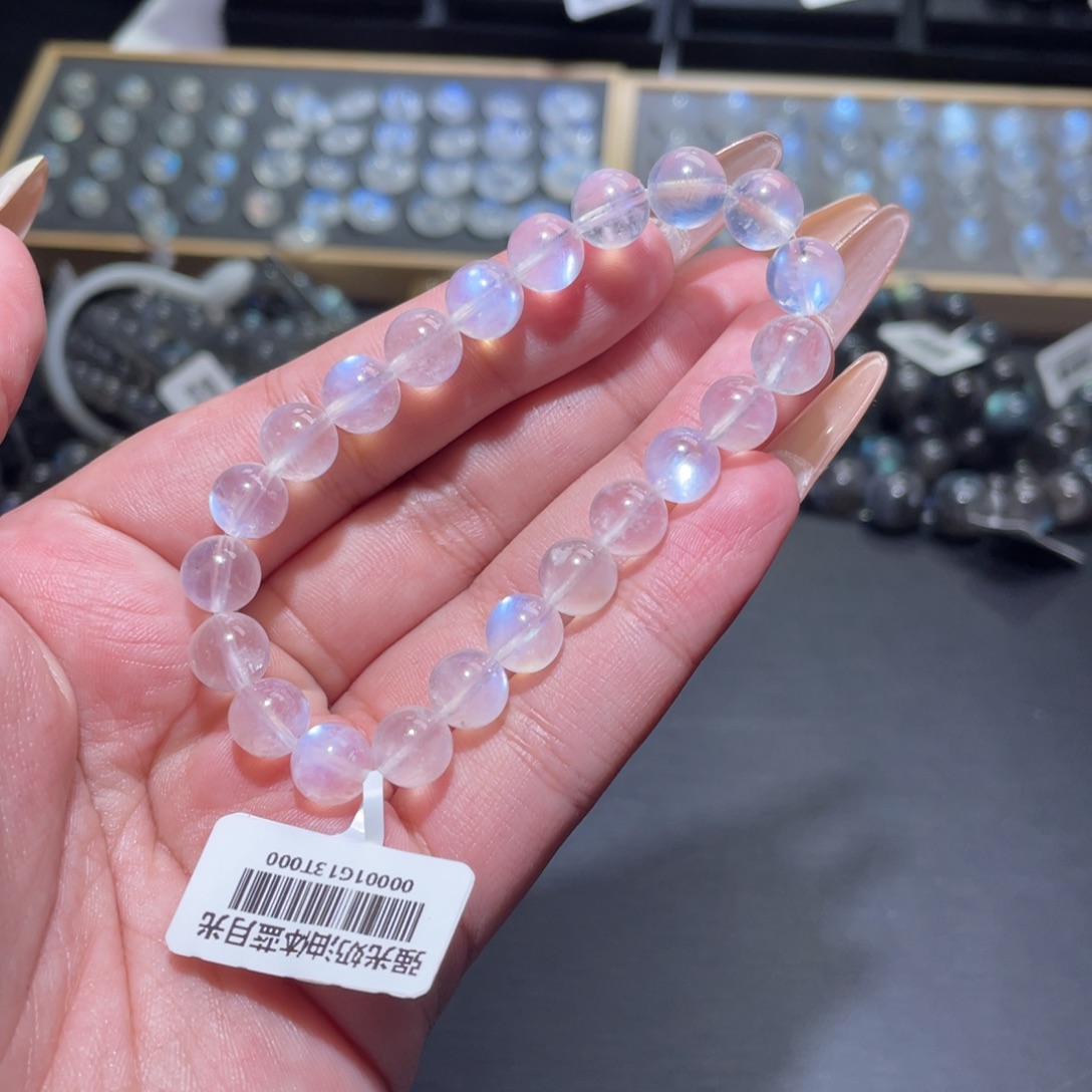 O***Z手链未镶嵌长石蓝月光手链8mm