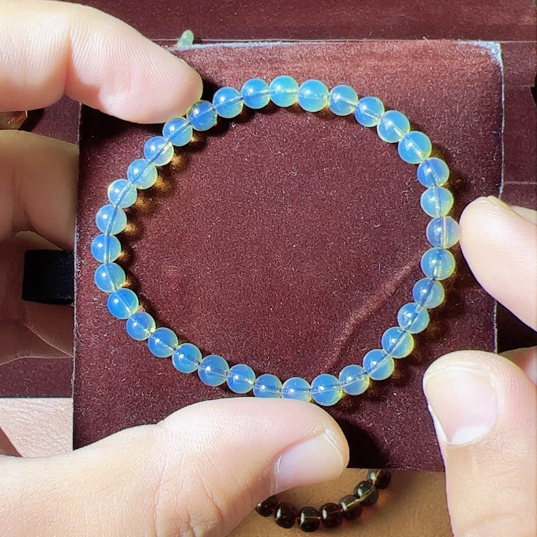 蓝珀珠宝奇石未镶嵌5mm加墨西哥蓝珀天空蓝毕业色