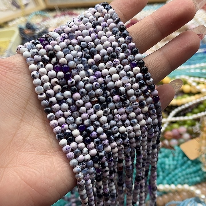 玛瑙/玉髓珠宝半成品未镶嵌一条4mm左右奶皮玛瑙