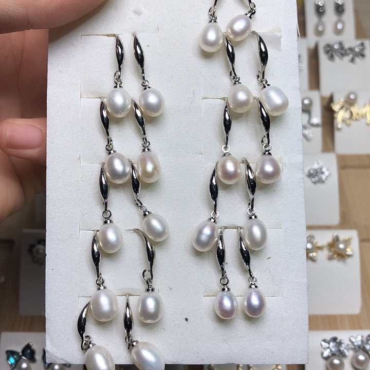 淡水珍珠耳饰银S925镶嵌