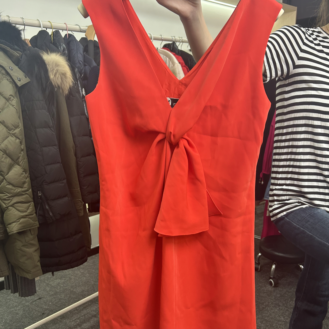 99新 FENDI/芬迪 HZ二手奢侈品浪凡红色蝴蝶结连 衣裙