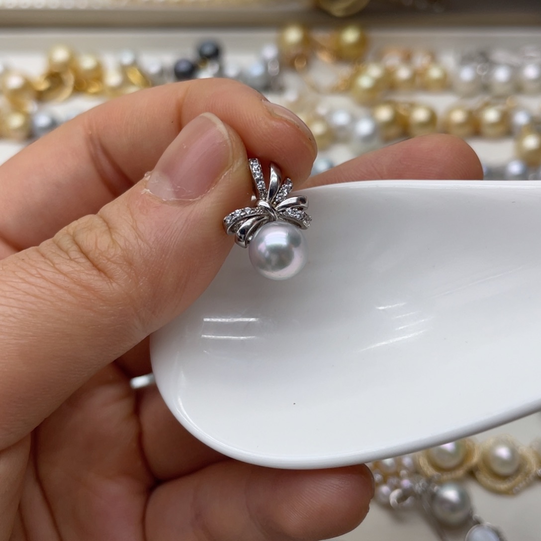 海水珍珠银S925镶嵌吊坠(不含链)