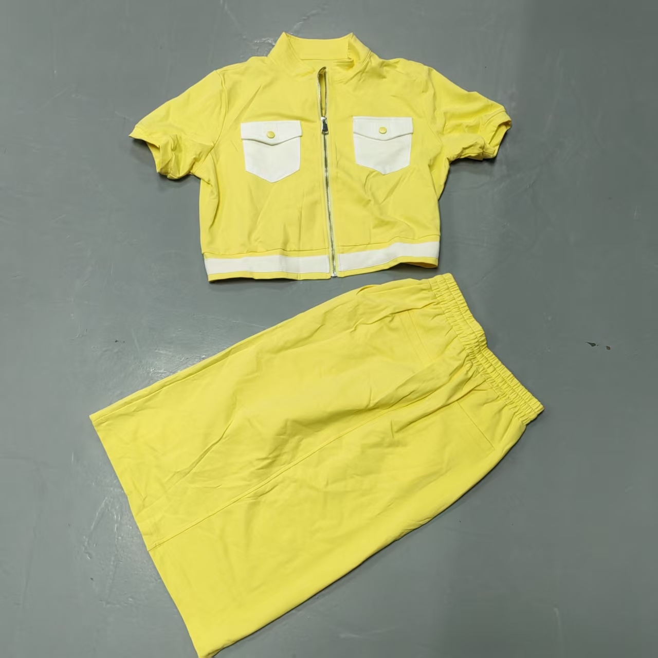 【南油玲姐】黄色短袖+半裙两件套套装63123