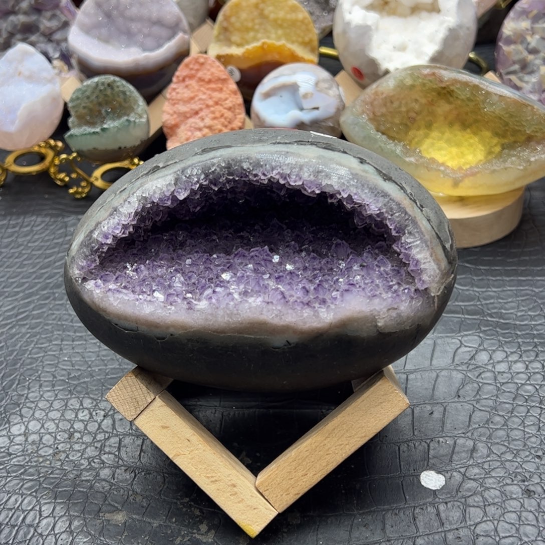 未镶嵌水晶珠宝半成品紫水可钱袋可龙蛋82