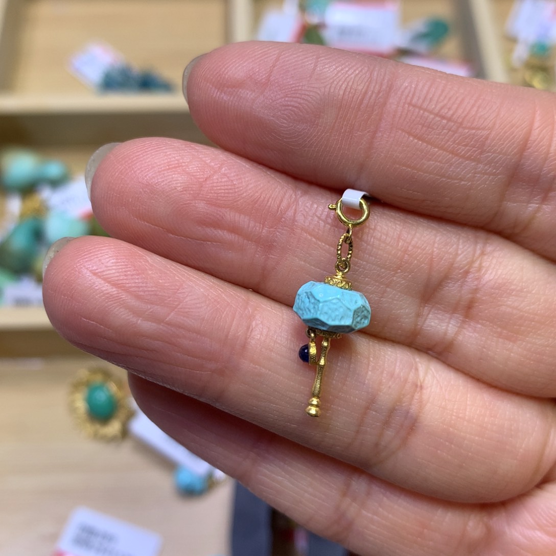 绿松石挂件18K金镶嵌