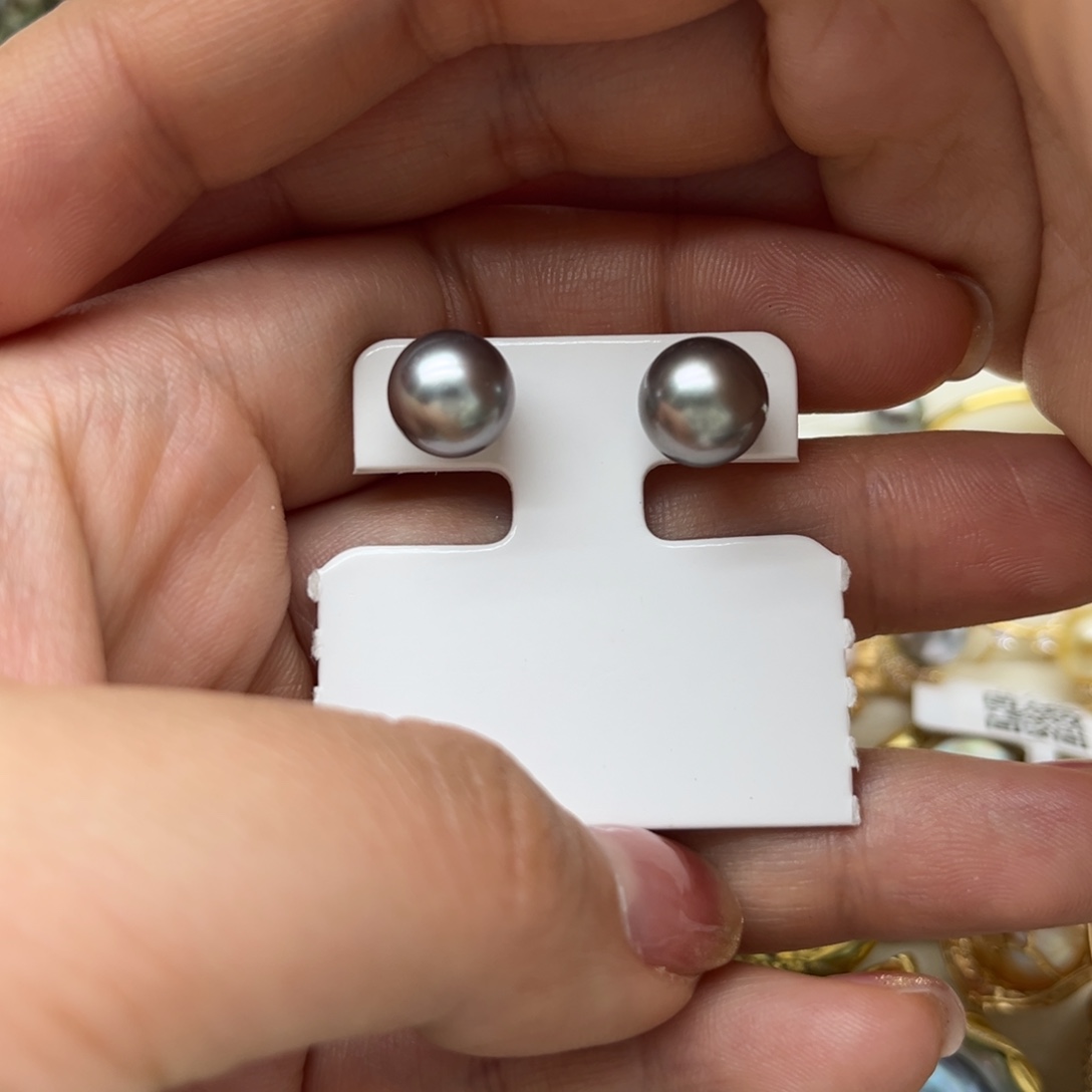 银S925镶嵌海水珍珠耳饰