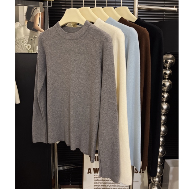 【韩系圆领长袖针织衫】秋冬季百搭显瘦圆领修身针织衫上衣