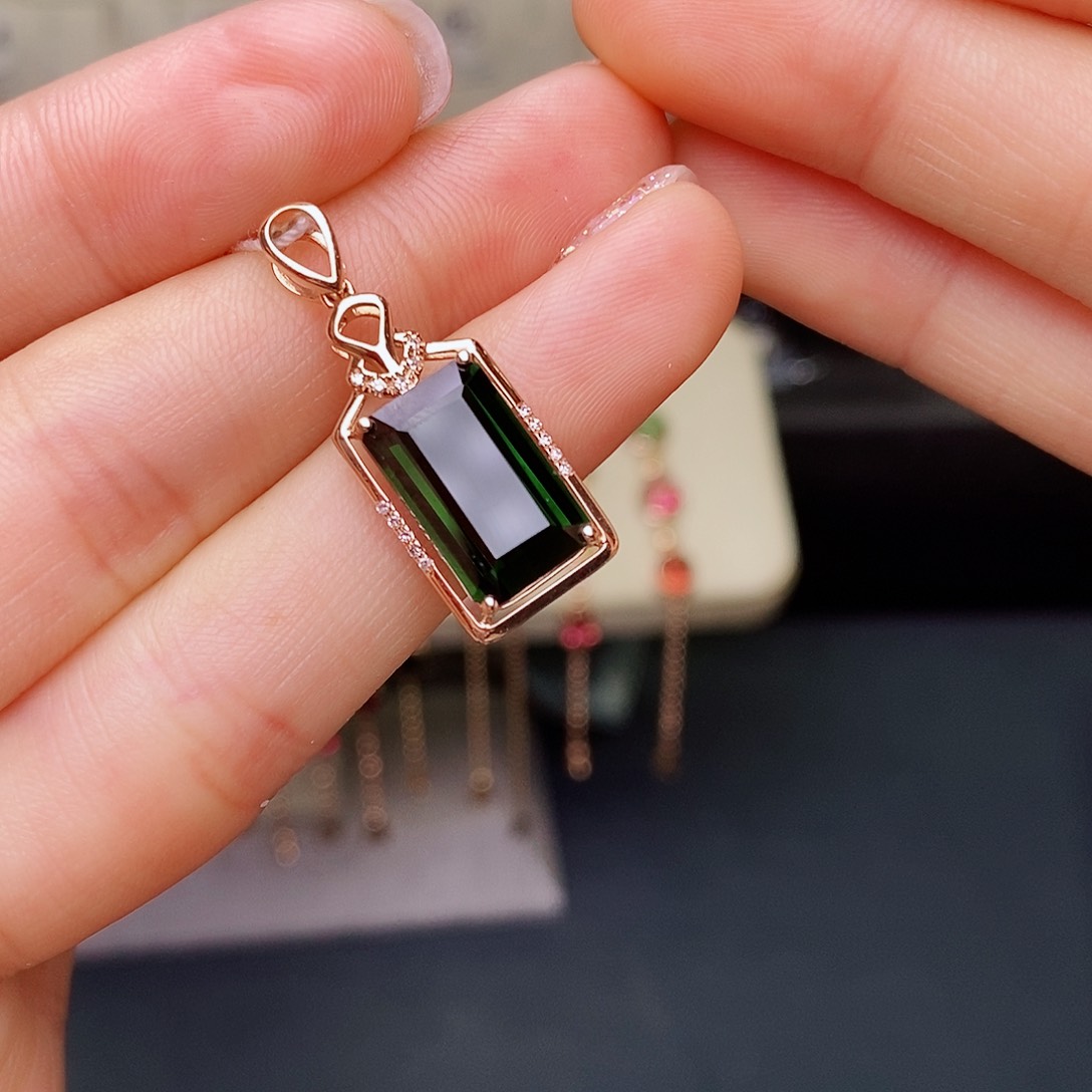碧玺吊坠碧玺18K金镶嵌渊*