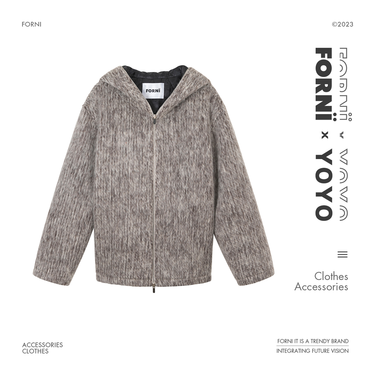 FORNI x YOYO 流绪微梦 针织毛流感气质秋冬拉链羊毛加厚毛呢外套