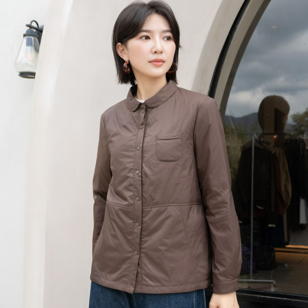 韫Yun小圆领轻薄夹棉衬衫D252516002 M