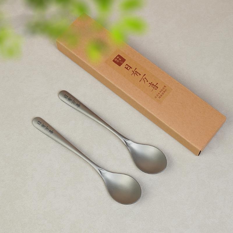 【香掌柜】日有万喜耐高温抗菌防霉纯钛勺子2个