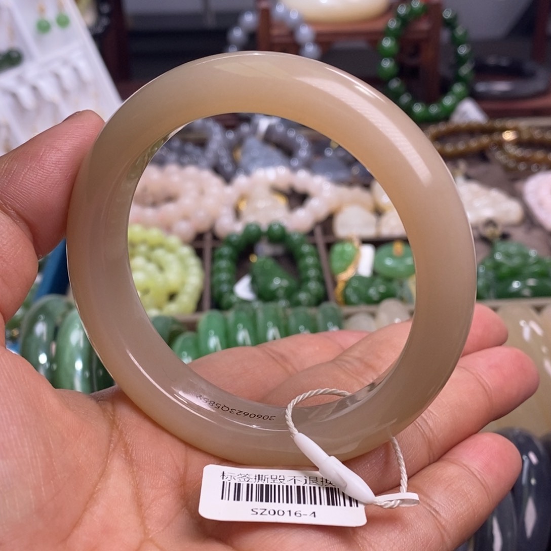 和田玉毕业级浓藕粉红粉老矿料羊脂级手镯58.5未镶嵌桃**记