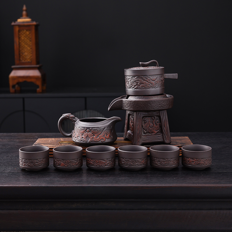 花珍坊泡茶器高档过滤懒人泡茶神器手工轻奢复古中式紫陶自动防烫