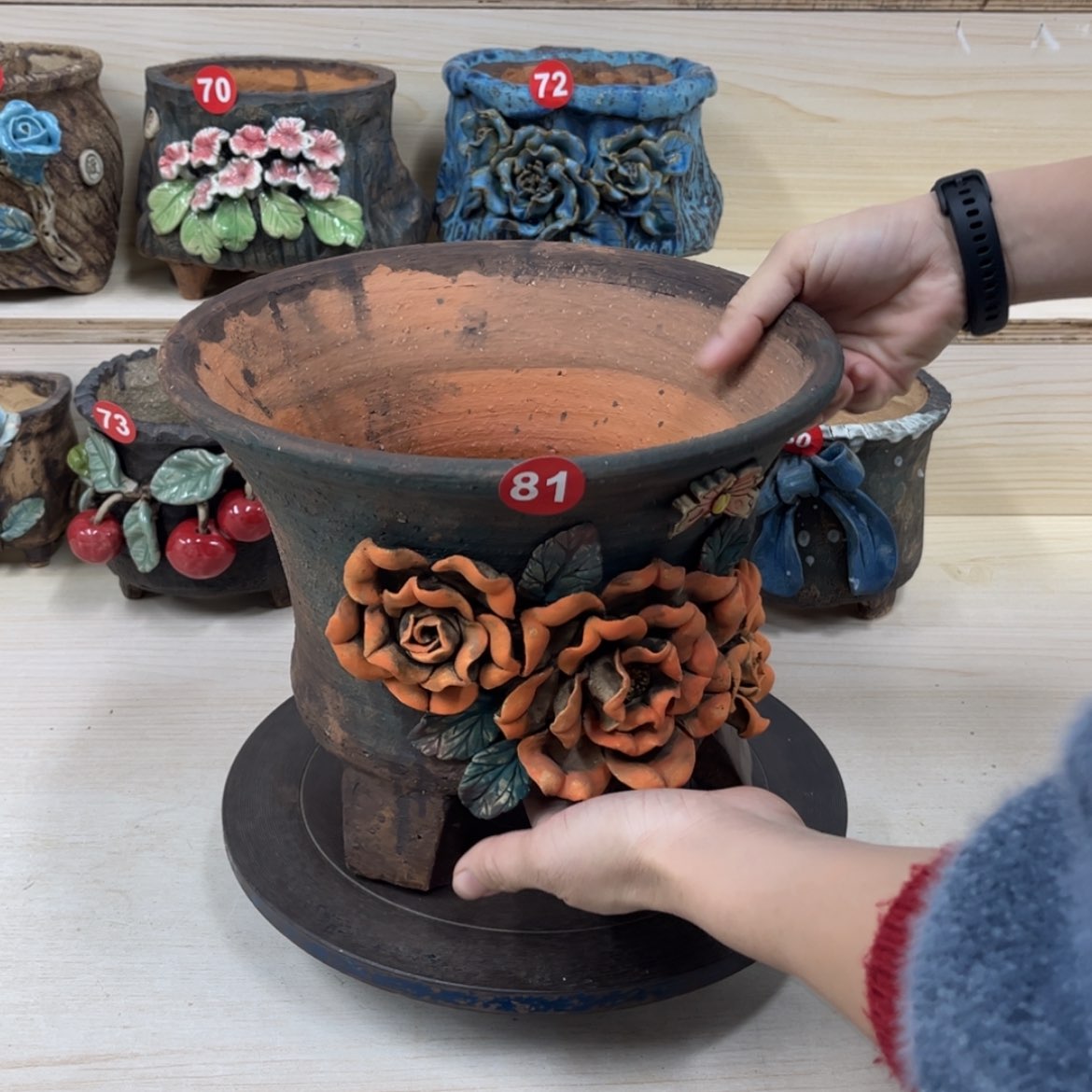 【闪购商品】紫砂花盆81微瑕号内口24外高20