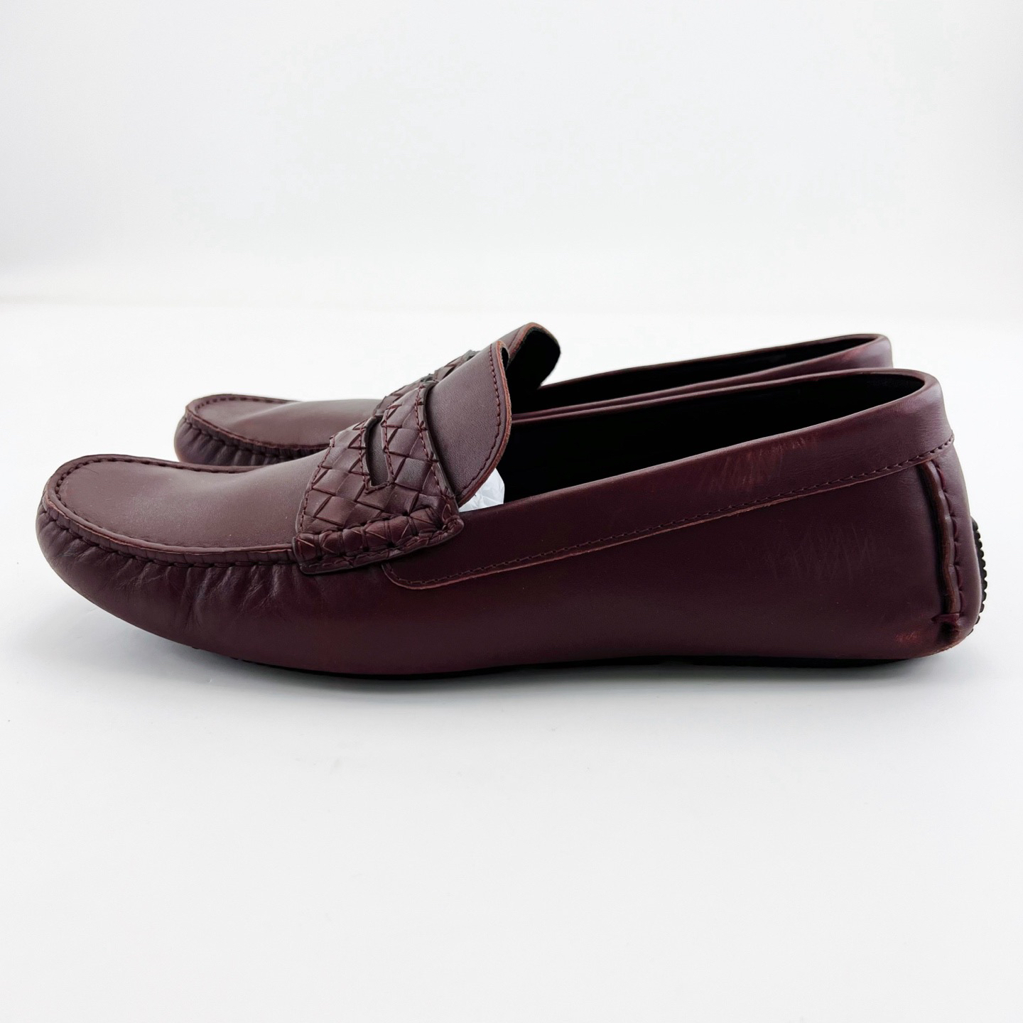 95新 BOTTEGA VENETA/葆蝶家 41码/酒红色全皮乐福鞋/16184686