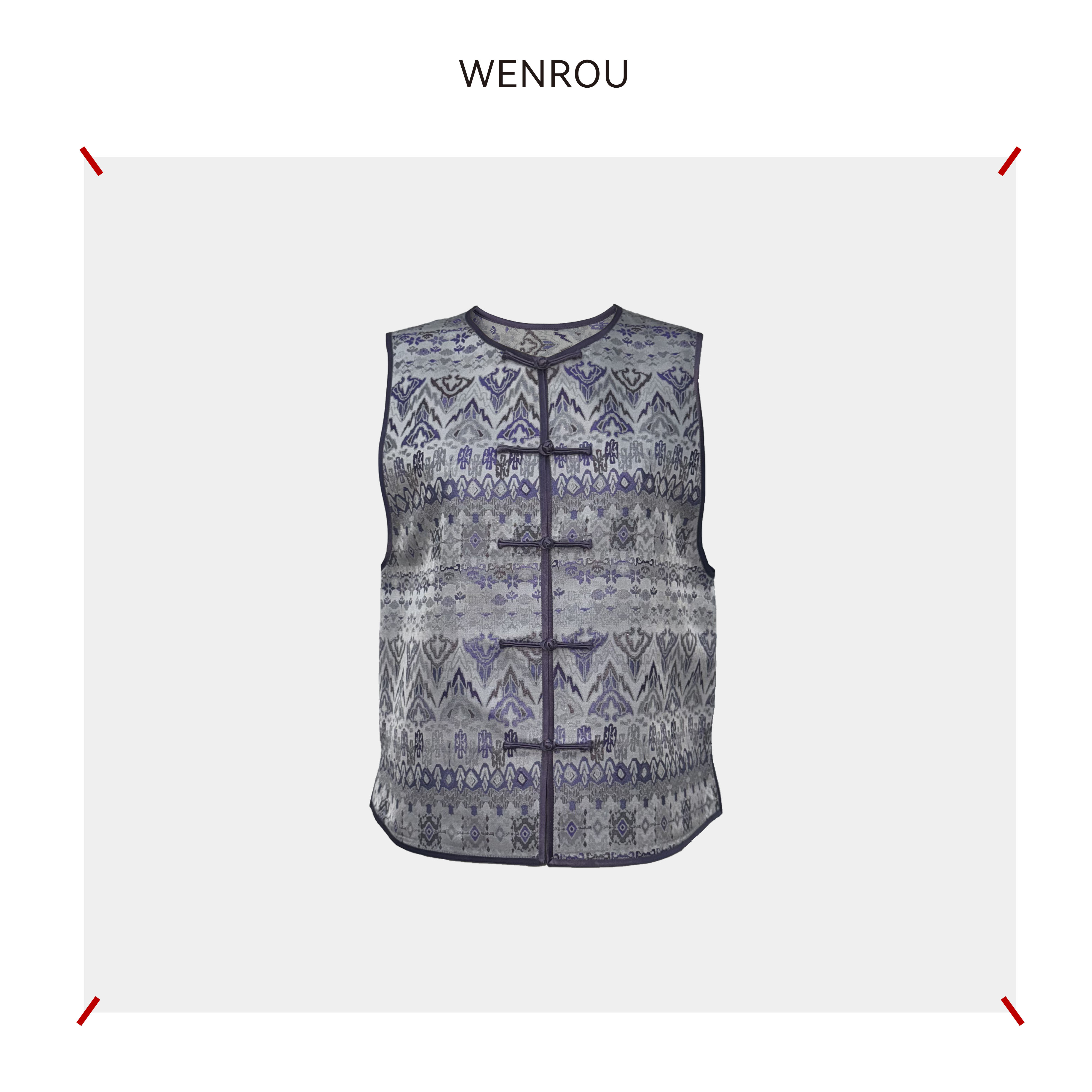 温柔自知  壮锦 紫色 手工古法马甲 ZS018