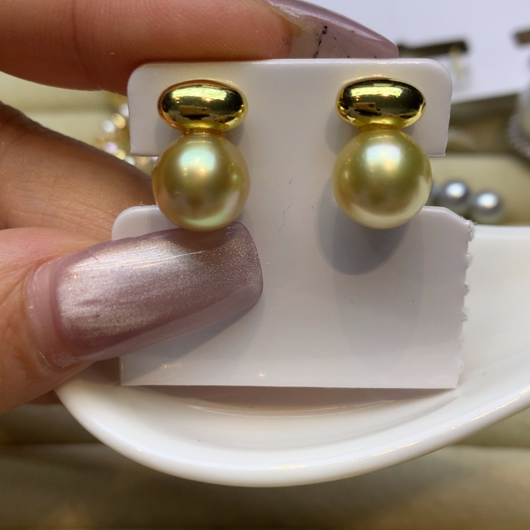 银S925镶嵌耳饰海水珍珠