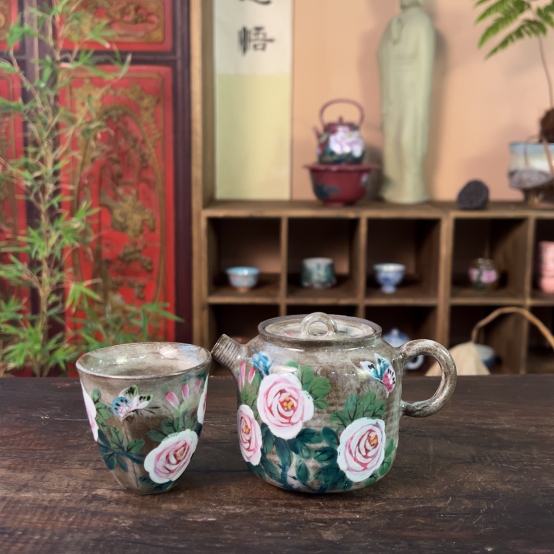 杯柴烧手工手绘陶瓷