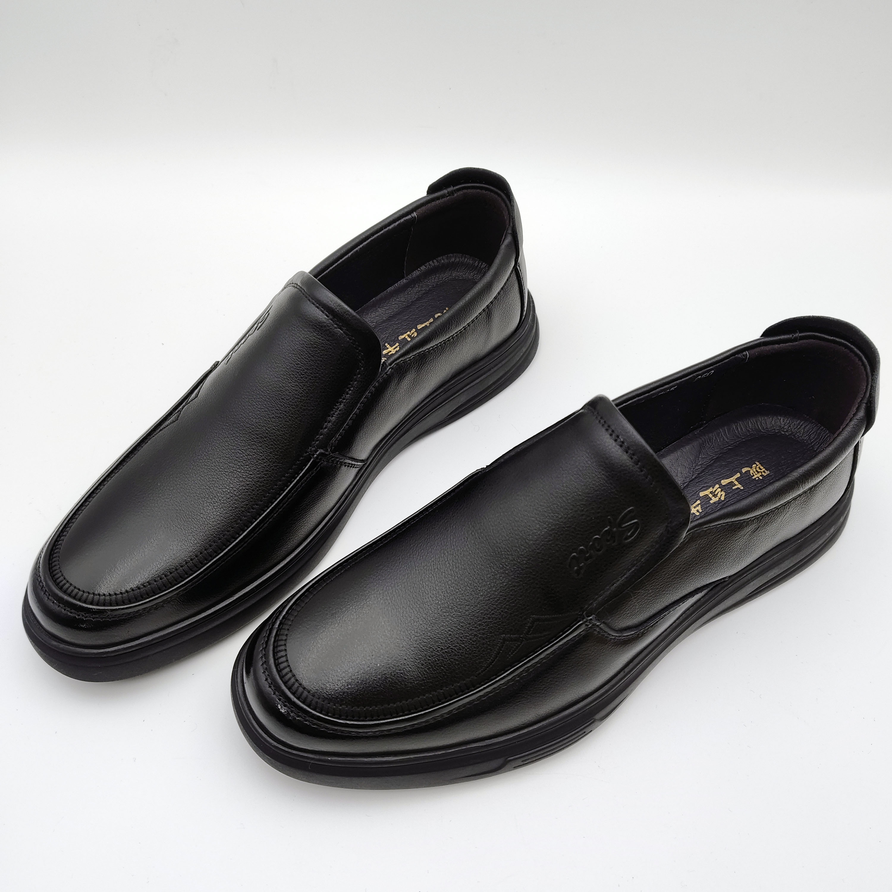 2025男士真皮皮鞋3785黑色透气软底时尚百搭商务休闲单鞋陇上红牛