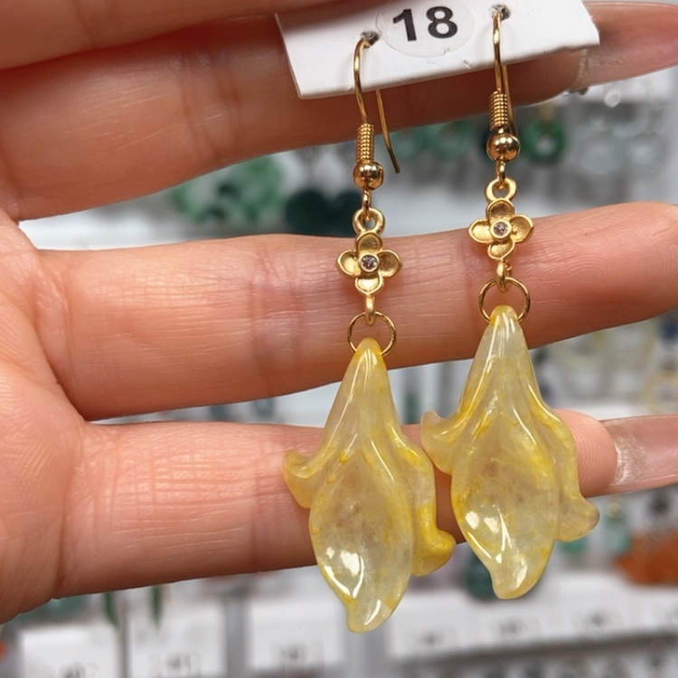 【闪购商品】翡翠耳饰银S925镀金镶嵌优化耳饰