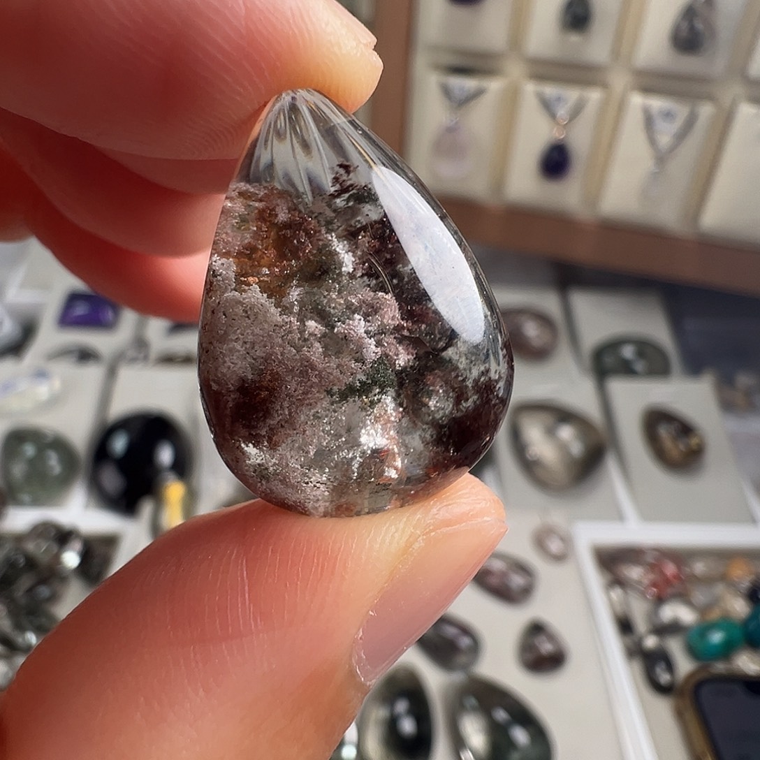 水晶颈饰银S925镶嵌天然幽灵水晶