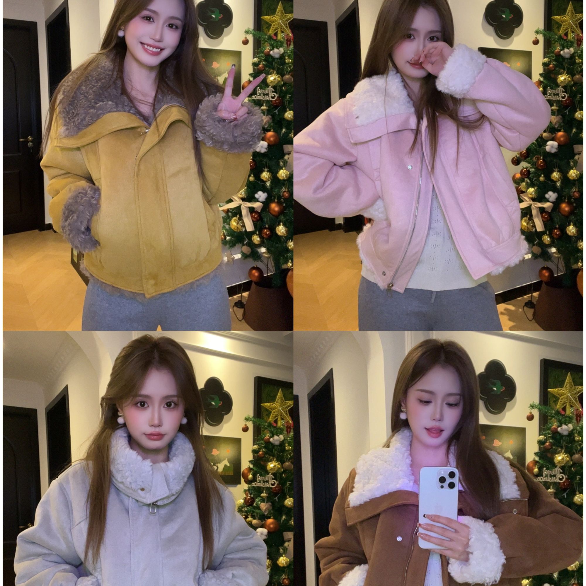 【SY专属】翻领冬季毛呢外套羊羔毛宽松大衣设计师加厚毛领加绒