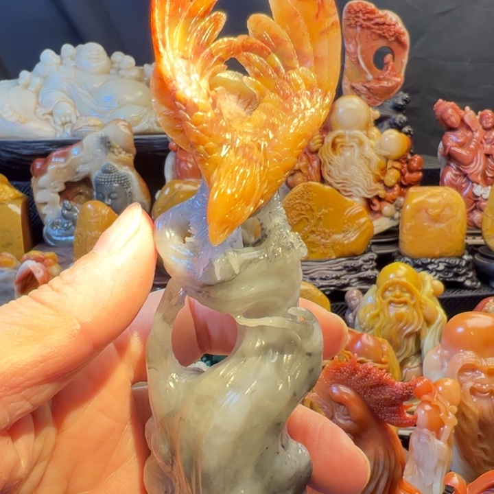 寿山石直播间福利高山鸡母窝印章雕刻雄鹰《展翅飞翔》