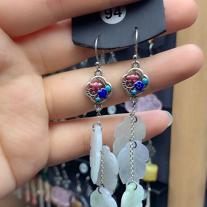 翡翠银S925镶嵌耳饰✨***✨5555