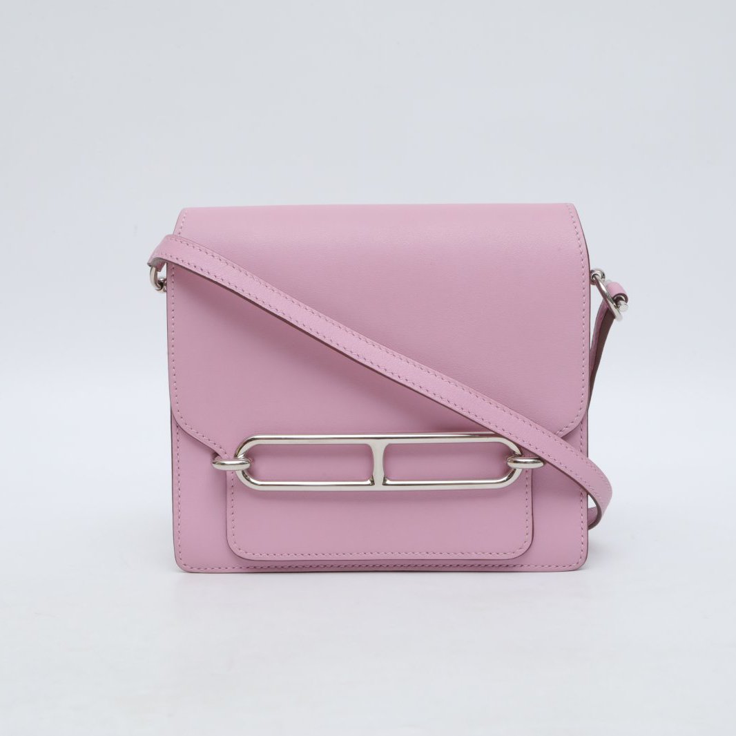 99新 Hermes/爱马仕 小花柳 猪鼻子 19 锦葵紫 S皮 Z刻 银扣包