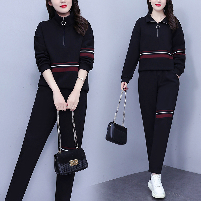 休闲时尚套装女2025春新款洋气宽松遮肚显瘦设计感上衣裤子两件套