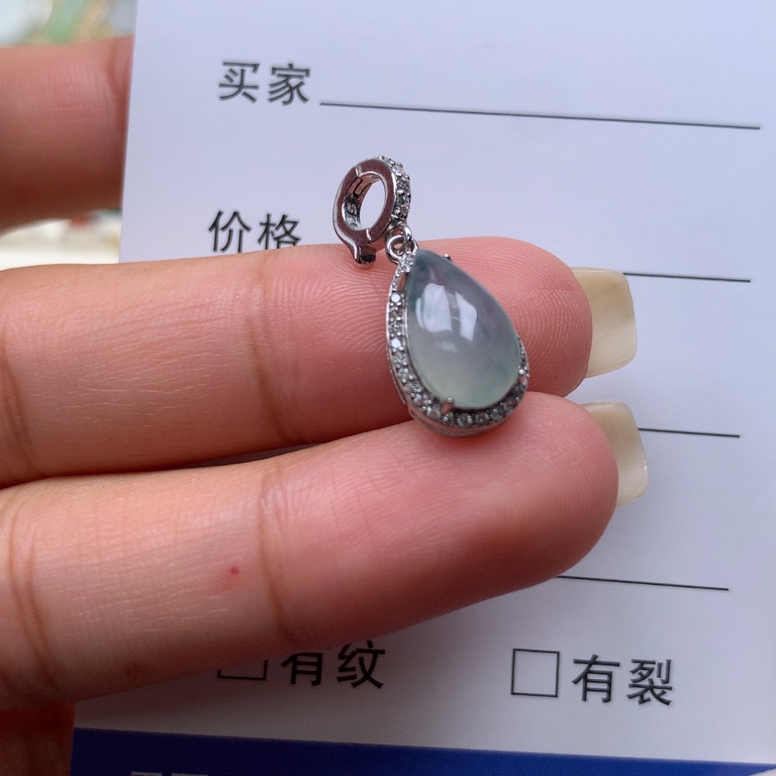 颈饰银S925镶嵌翡翠