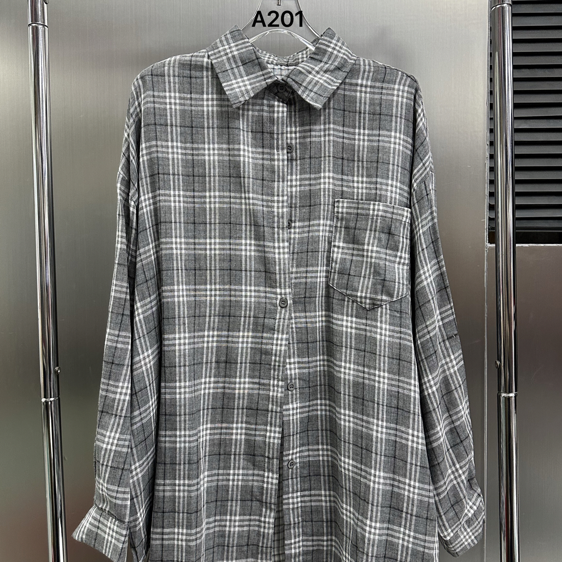 A201灰色小格子衬衫