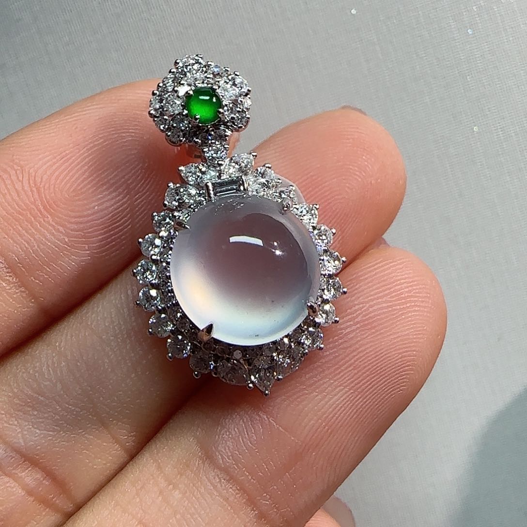 翡翠18K金镶嵌吊坠(不含链)吊坠