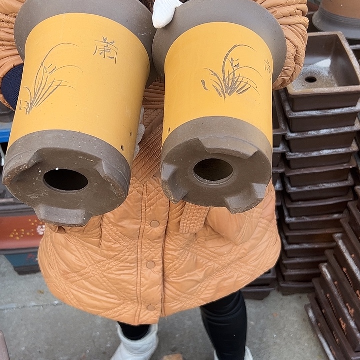 黄色兰花盆20+17花盆花盆花盆