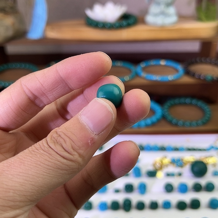 深***绎大理石非金属77889 12的单珠 加12的分体三通蓝绿色