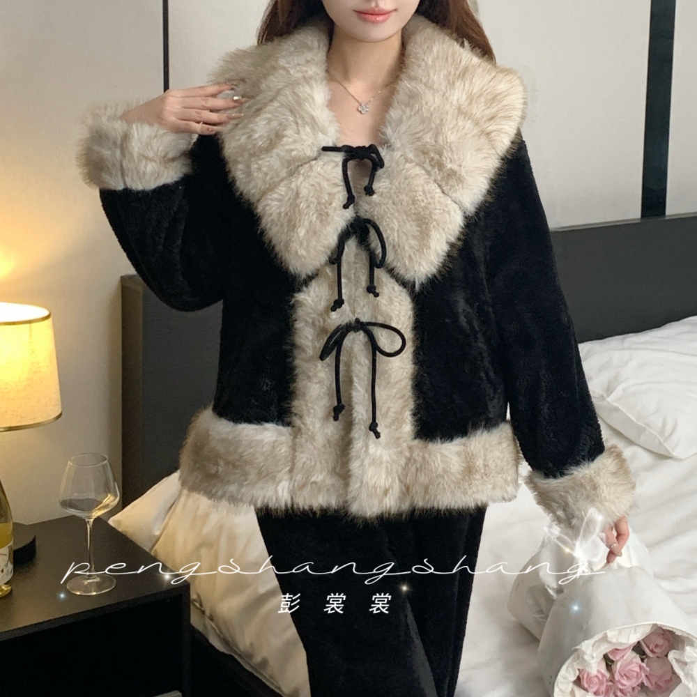 彭裳裳【暗夜柔光】冬装上新女士睡衣加厚套装舒适百搭居家服可外穿