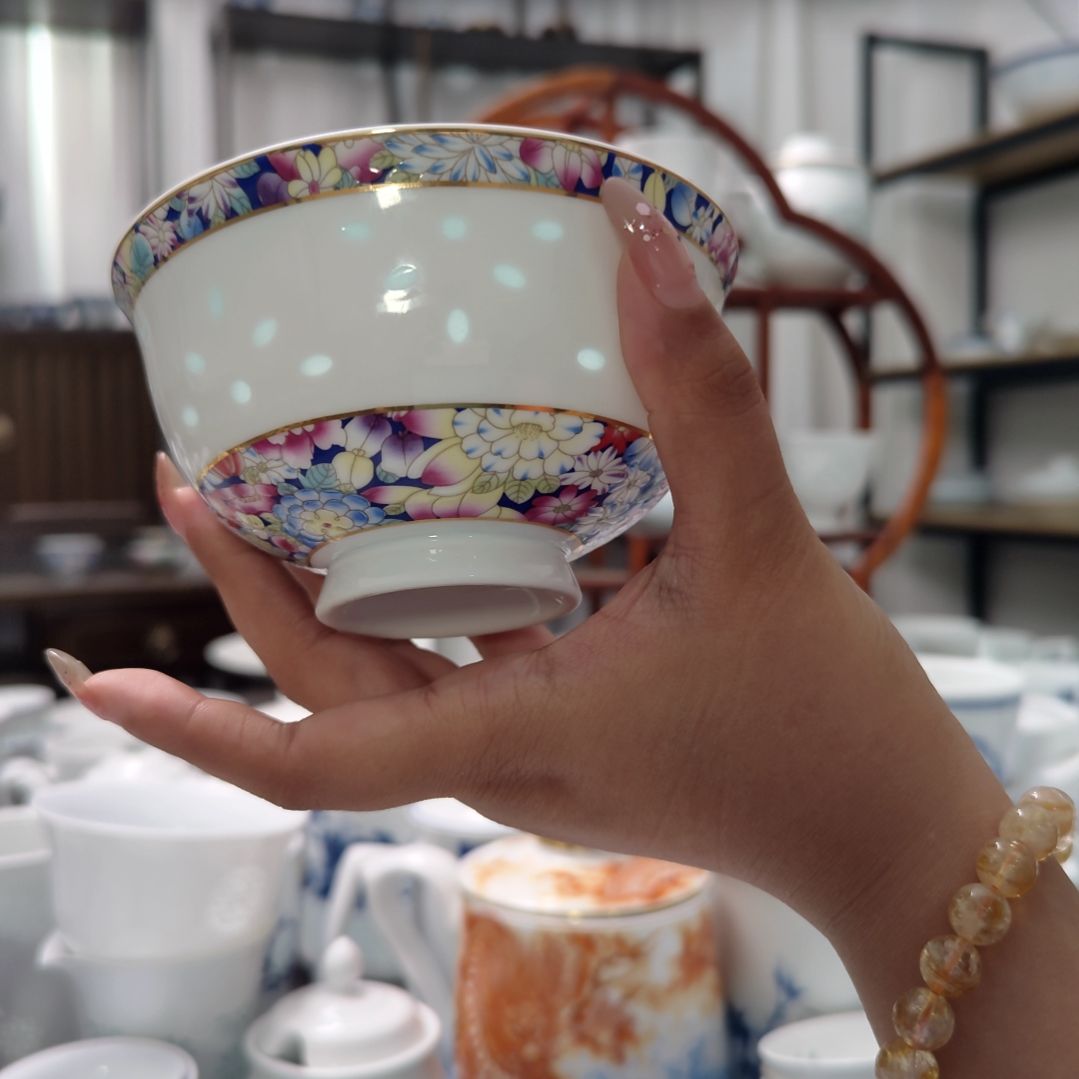 瓷万花5寸饭碗一个