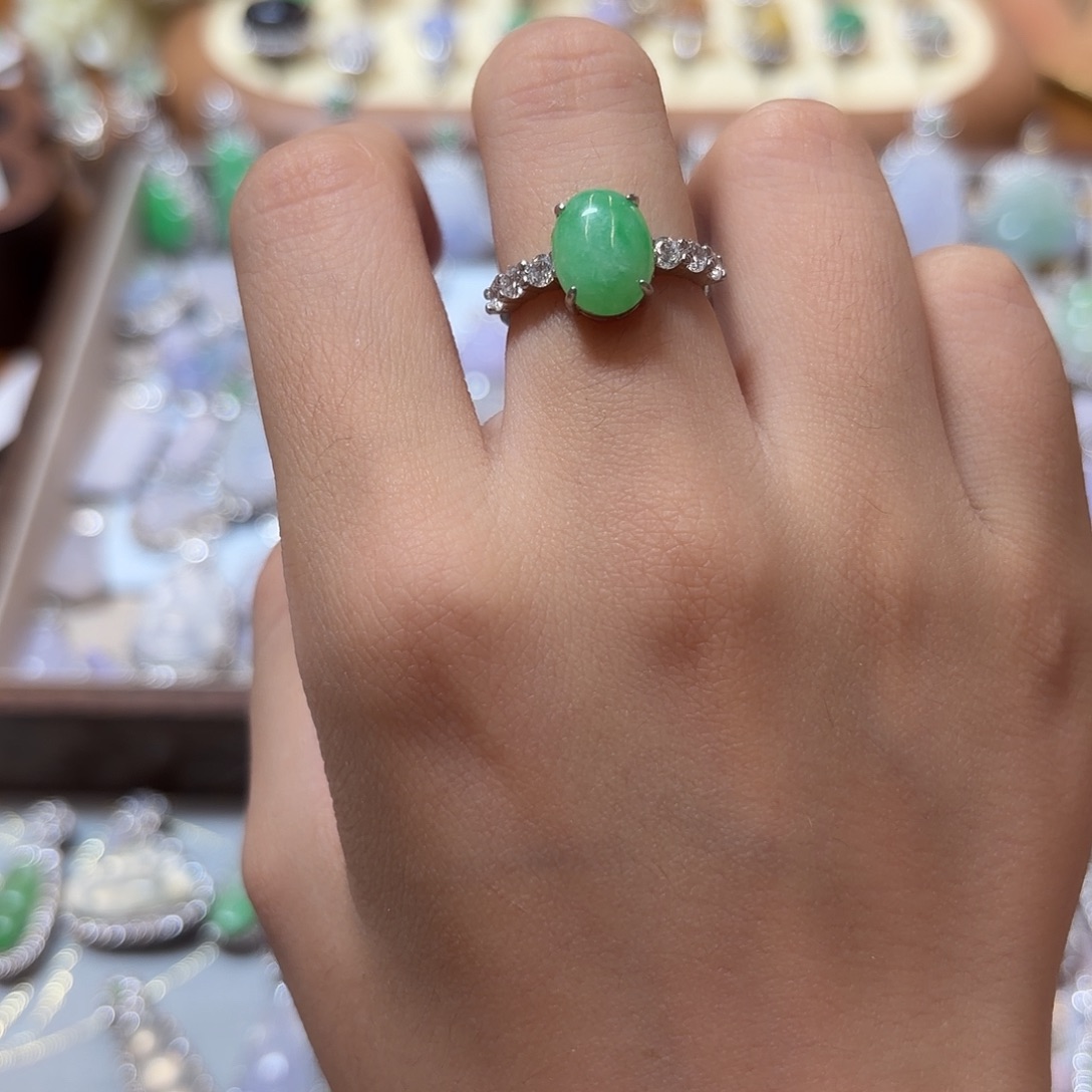 翡翠银S925镶嵌戒指