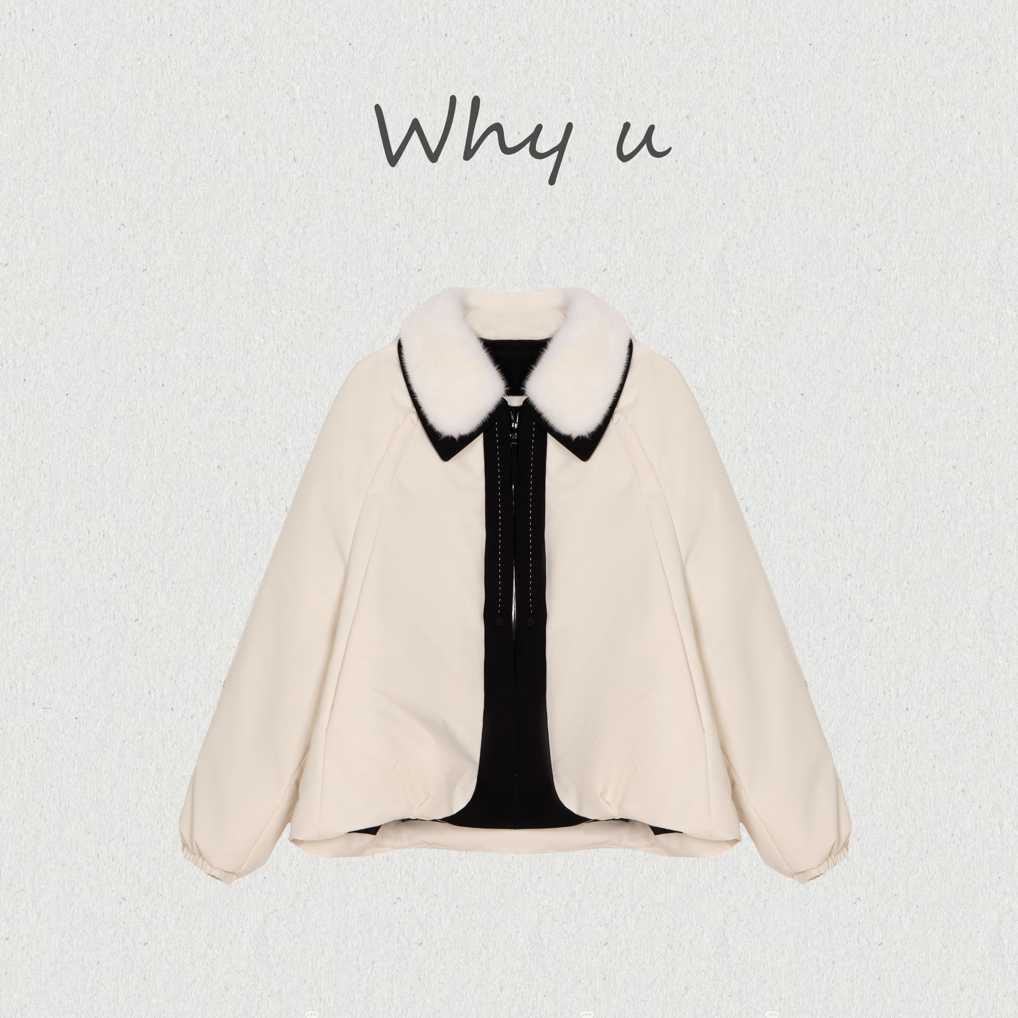 WHY U-25AW冬季翻领水貂毛氛围感白鹅绒羽绒服【25AWN110605】