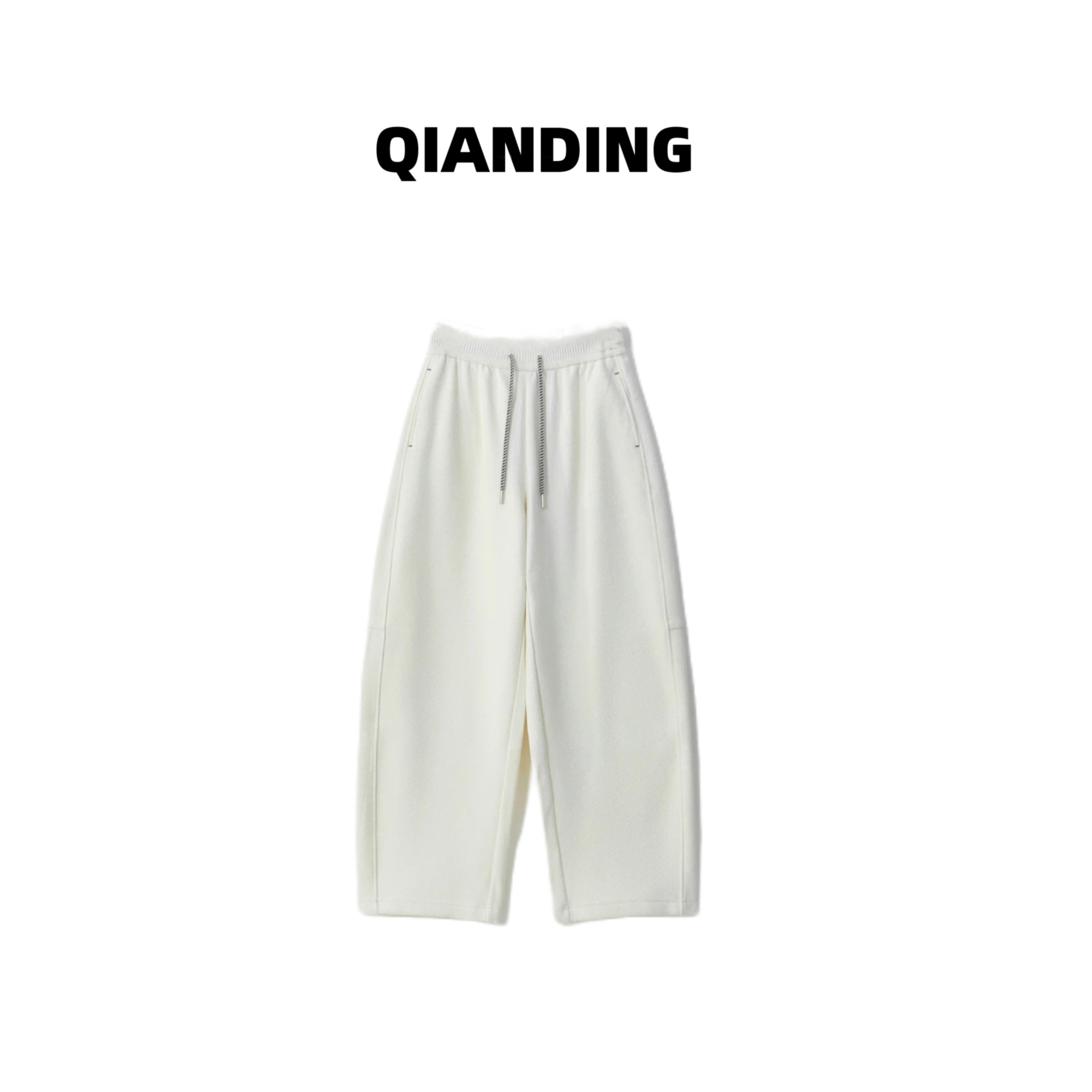 【QIANDING】【加绒窄胯裤】绵羊毛混纺baby绒高腰显瘦保暖裤子F424