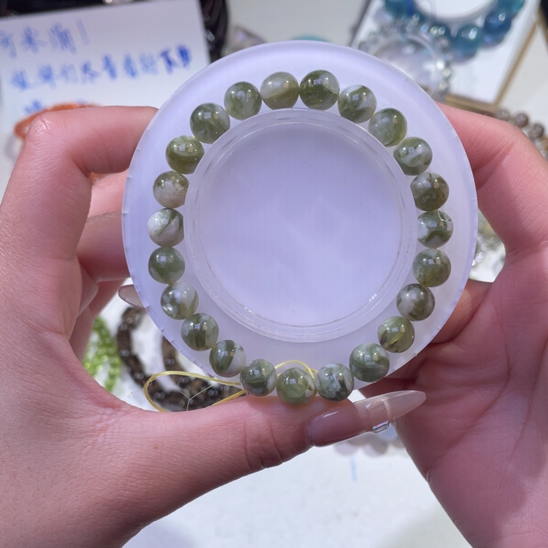 未镶嵌手链水晶抹茶绿祖母晶8+