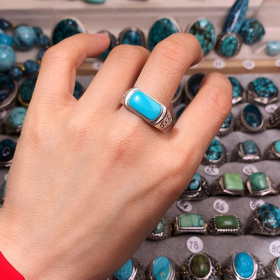 绿松石挂件银S925镶嵌