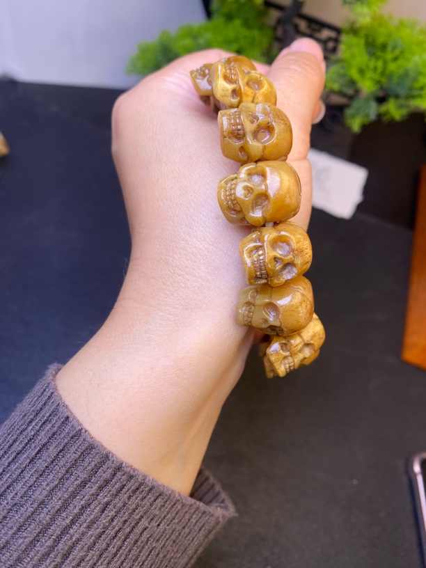 手工打磨精品骷髅头手链