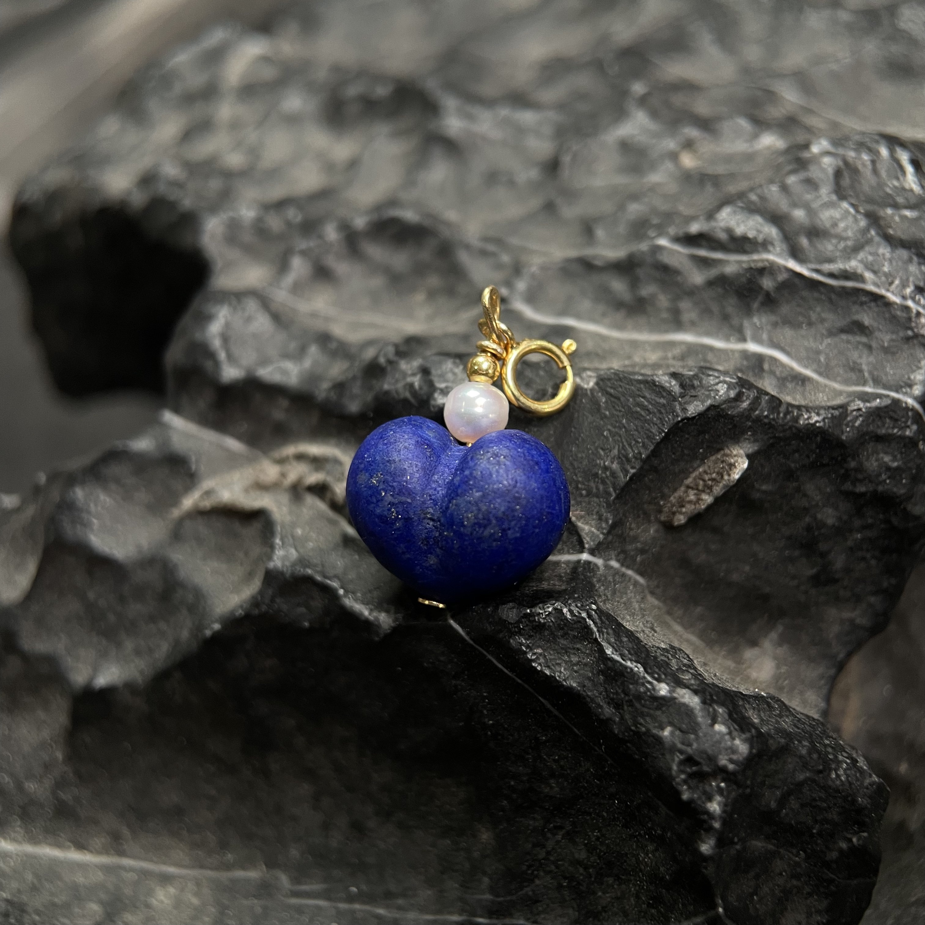 青金石屁桃爱心吊坠s925 KT25060626