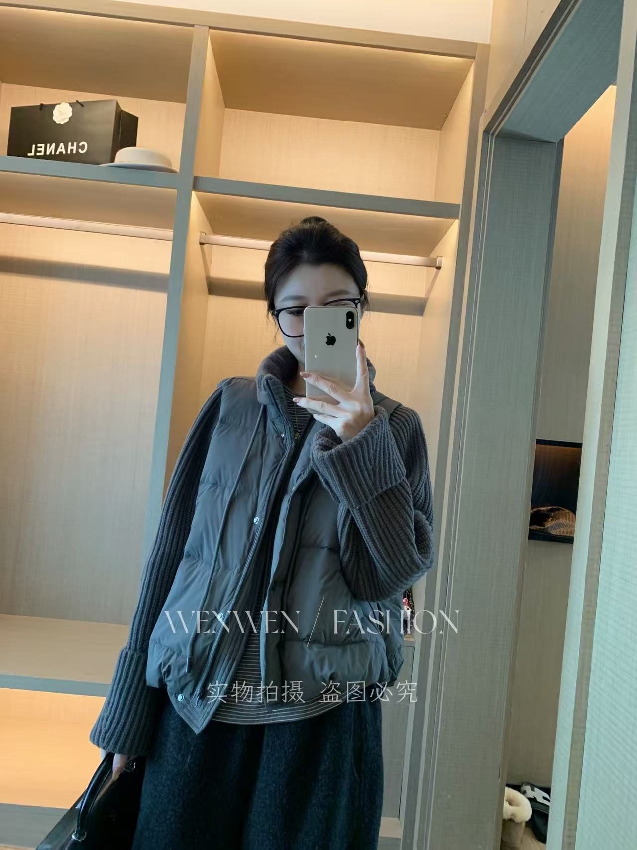 WEN 25新款韩系立领针织拼接袖百搭羽绒服WWW0418
