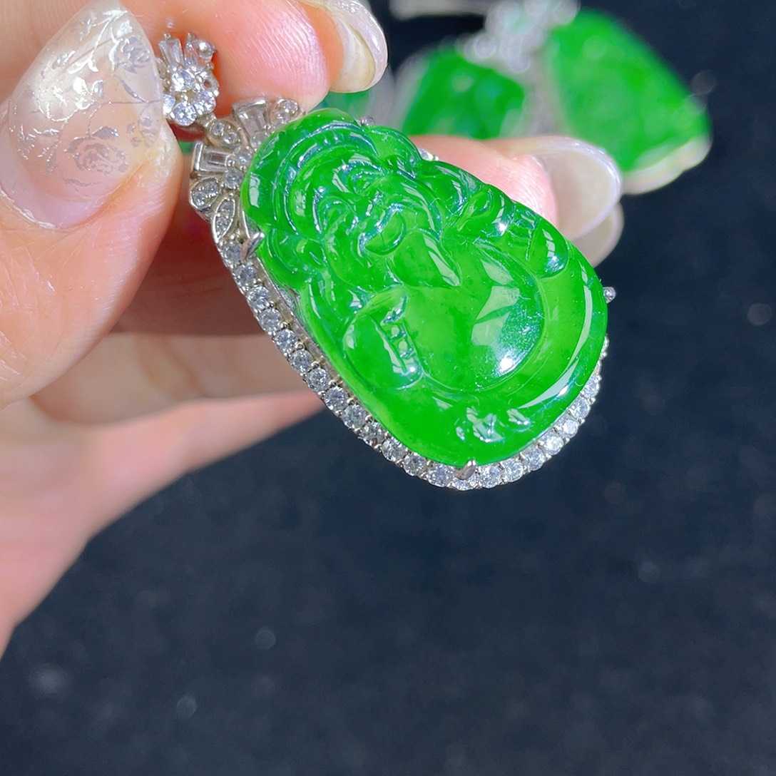 翡翠吊坠(不含链)银S925镶嵌