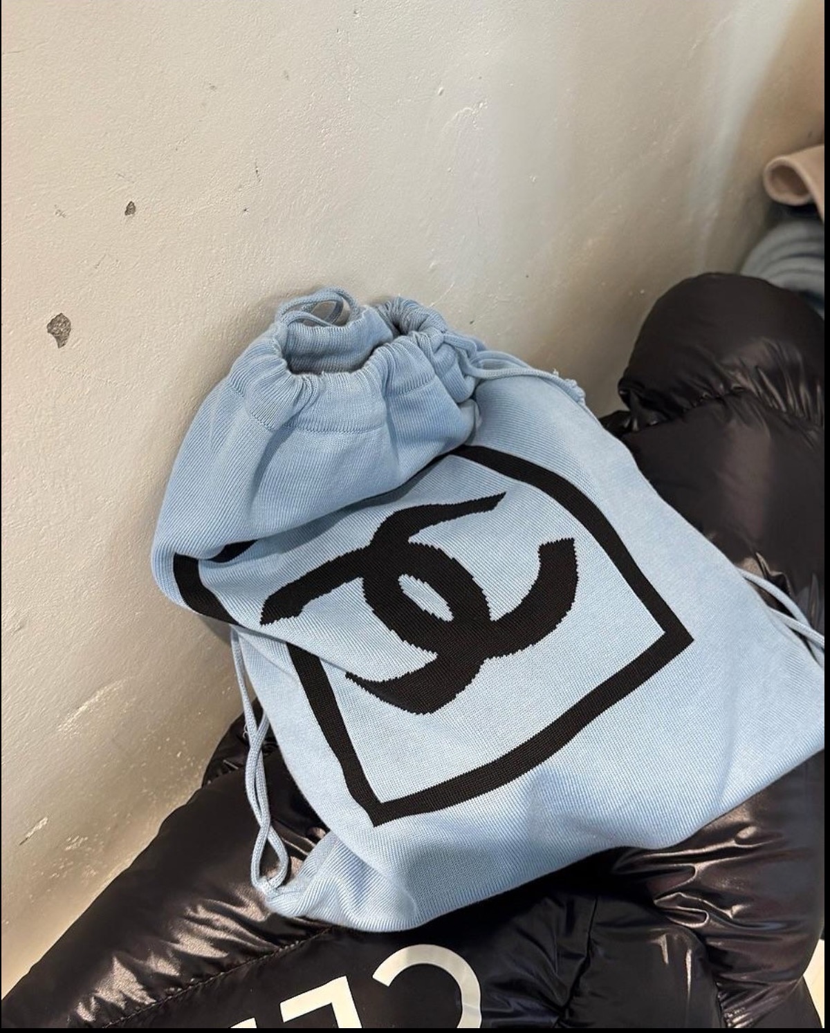 95新 Chanel/香奈儿 CS6131/Chanel蓝色毛巾底/双肩包