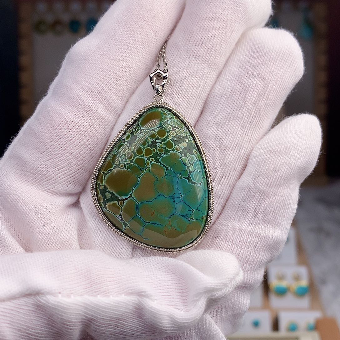 绿松石颈饰银S925镶嵌