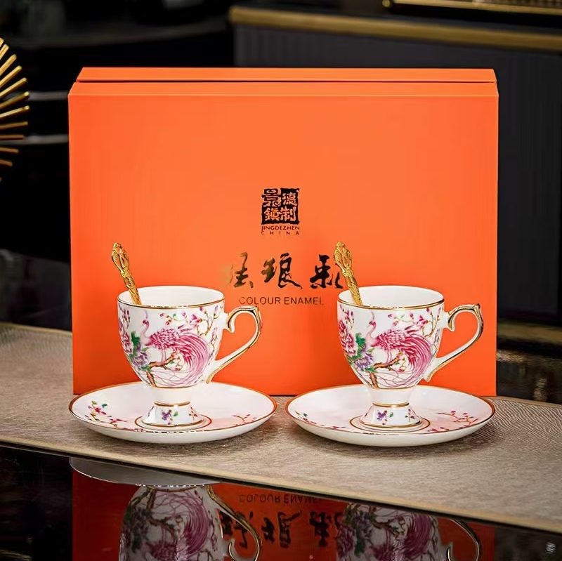 【阿佳旺姆推荐】景德镇飞雁轻奢咖啡杯一对